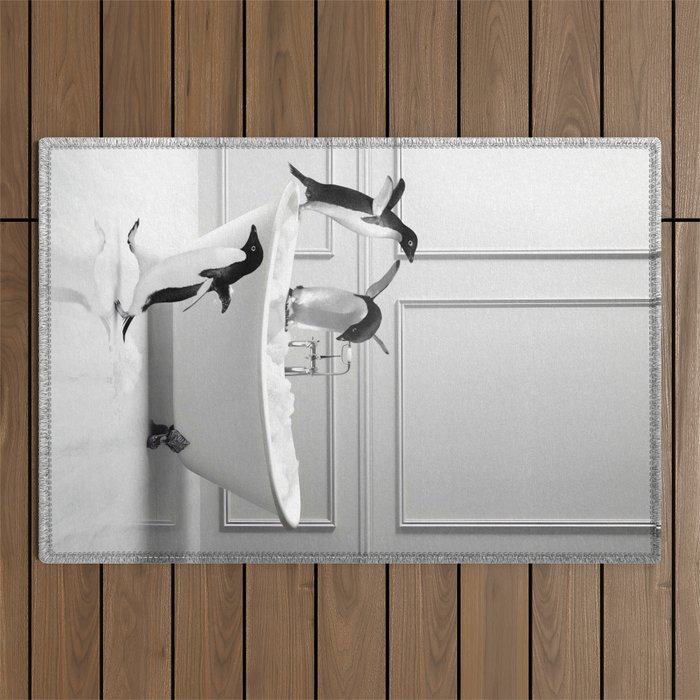 Penguin in Bathtub Outdoor Rug Gallery Image 1