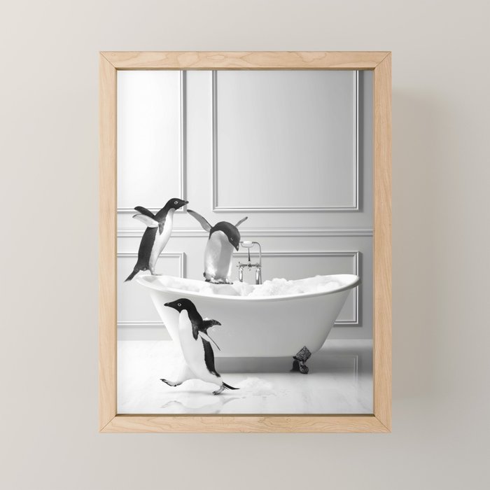Penguin in Bathtub Mini Art Print Gallery Image 1