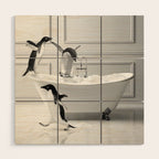 Penguin in Bathtub Wood Wall Art Gallery Image 1