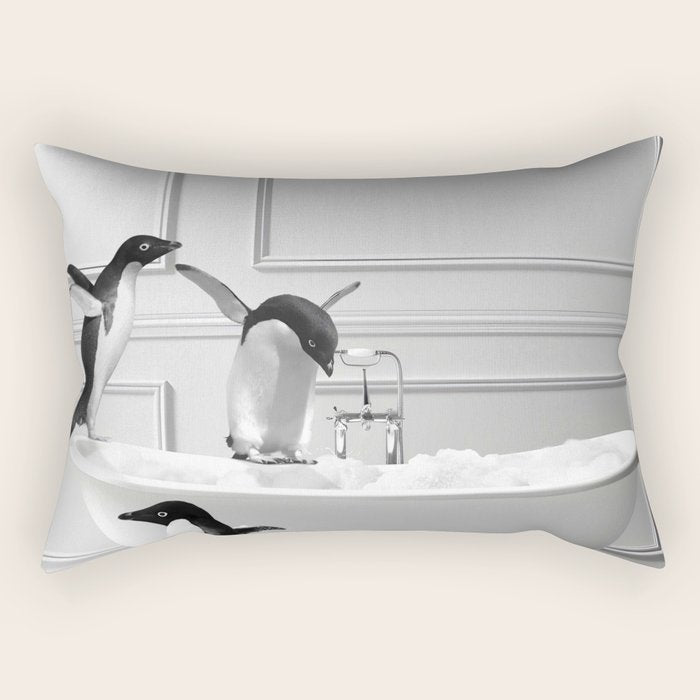 Penguin in Bathtub Rectangular Pillow Gallery Image 2