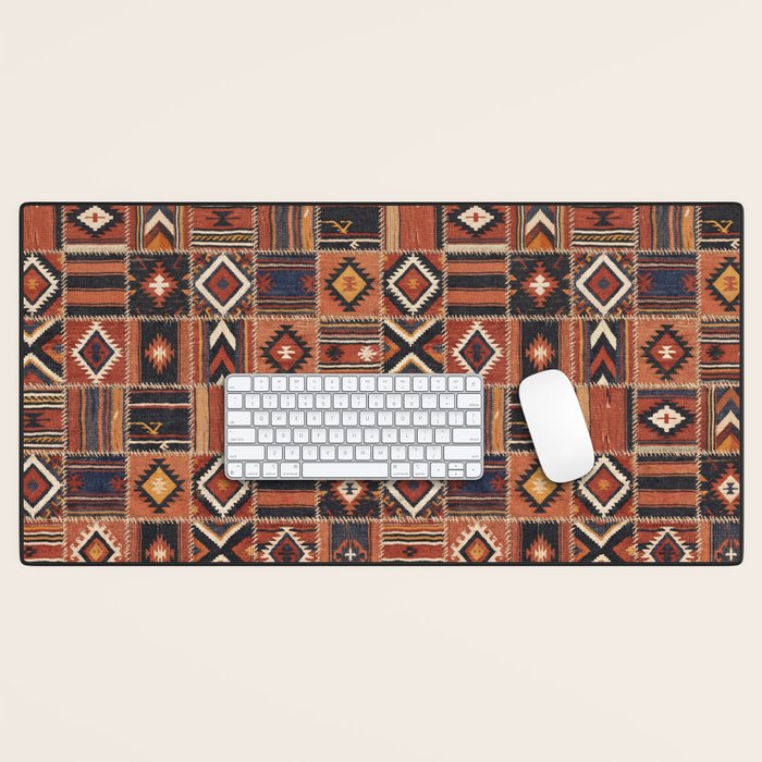 Geometric Tribal Patchwork Rug Design Desk Mat Gallery Image 1