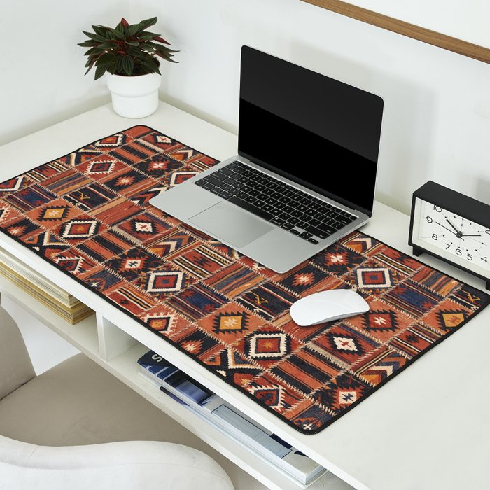 Geometric Tribal Patchwork Rug Design Desk Mat Gallery Image 2