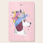Spaniel with Fruit Hat Dog Illustration Cutting Board Gallery Image 1