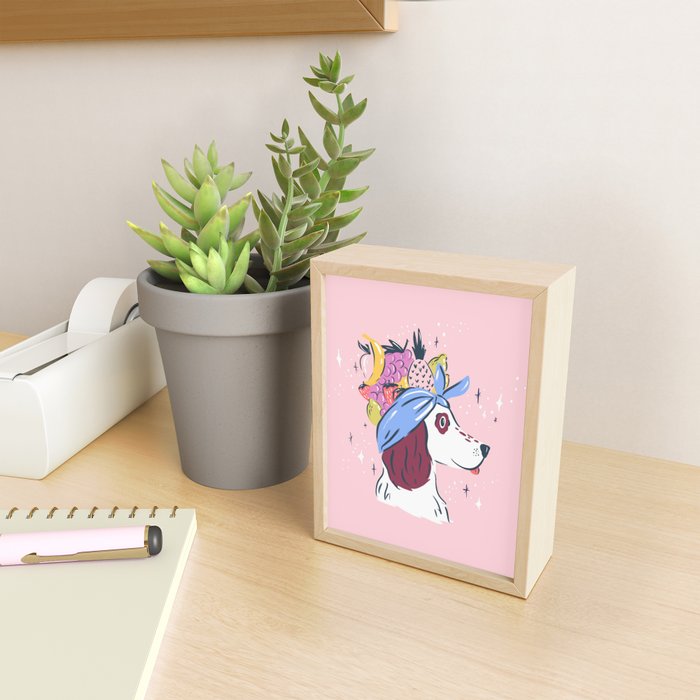 Spaniel with Fruit Hat Dog Illustration Mini Art Print Gallery Image 2