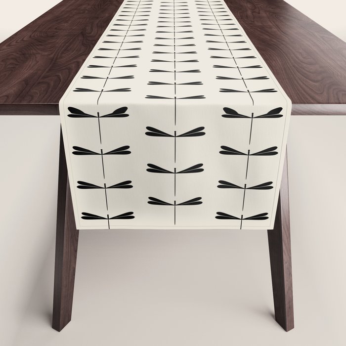 Dragonfly Pattern VIII Neutral Off White Table Runner Gallery Image 1
