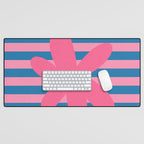 Joyful Flower and Stripes Floral Pink Blue Yellow Desk Mat Gallery Image 1