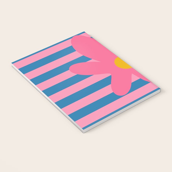 Joyful Flower and Stripes Floral Pink Blue Yellow Notebook Gallery Image 3
