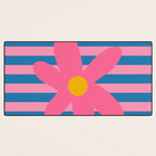 Joyful Flower and Stripes Floral Pink Blue Yellow Desk Mat Gallery Image 3