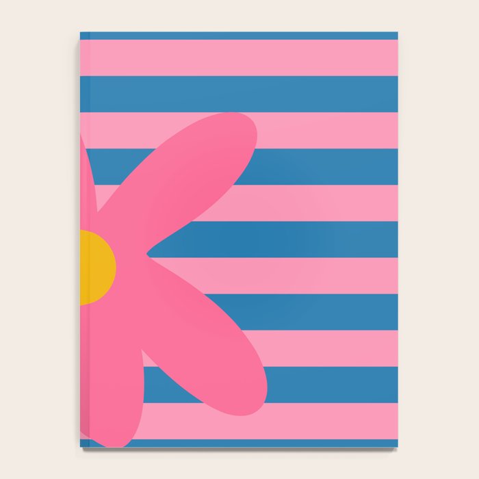 Joyful Flower and Stripes Floral Pink Blue Yellow Notebook Gallery Image 4
