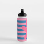 Joyful Flower and Stripes Floral Pink Blue Yellow Water Bottle Gallery Image 3