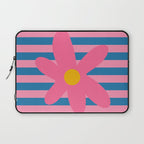 Joyful Flower and Stripes Floral Pink Blue Yellow Laptop Sleeve Gallery Image 1