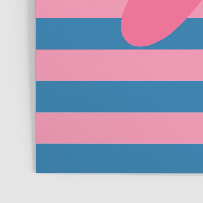 Joyful Flower and Stripes Floral Pink Blue Yellow Poster Gallery Image 3