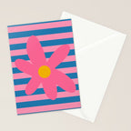 Joyful Flower and Stripes Floral Pink Blue Yellow Stationery Card Gallery Image 2