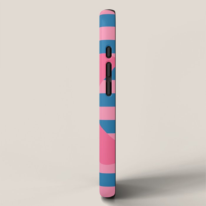 Joyful Flower and Stripes Floral Pink Blue Yellow iPhone Case Gallery Image 2