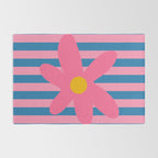 Joyful Flower and Stripes Floral Pink Blue Yellow Rug Gallery Image 2