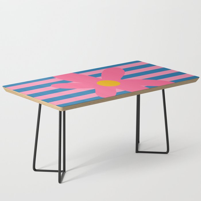 Joyful Flower and Stripes Floral Pink Blue Yellow Coffee Table Gallery Image 1