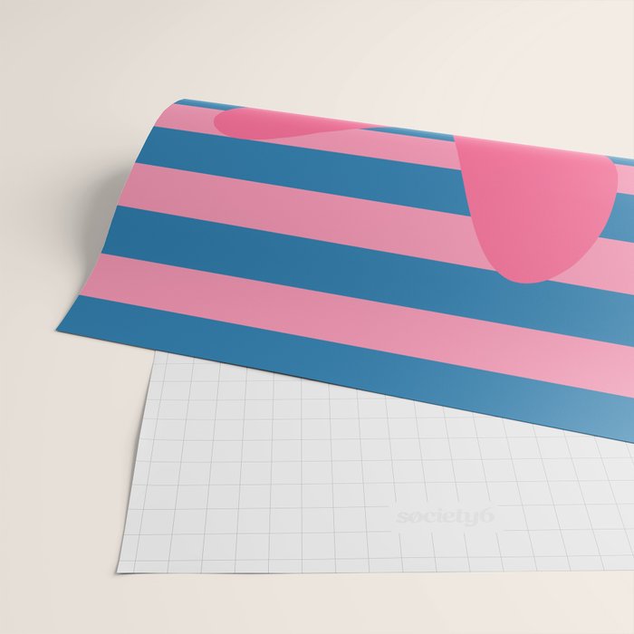 Joyful Flower and Stripes Floral Pink Blue Yellow Wrapping Paper Gallery Image 2