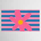 Joyful Flower and Stripes Floral Pink Blue Yellow Tablecloth Gallery Image 2