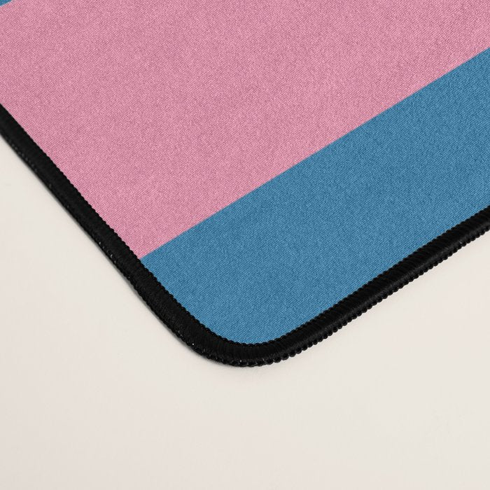Joyful Flower and Stripes Floral Pink Blue Yellow Desk Mat Gallery Image 4