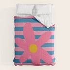 Joyful Flower and Stripes Floral Pink Blue Yellow Comforter Gallery Image 6