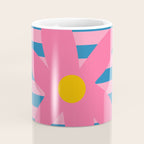 Joyful Flower and Stripes Floral Pink Blue Yellow Coffee Mug Gallery Image 4