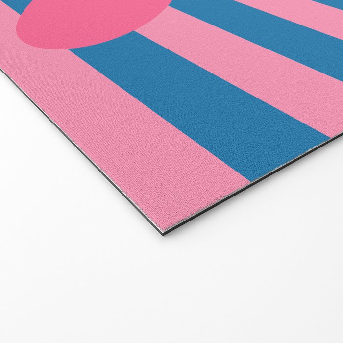 Joyful Flower and Stripes Floral Pink Blue Yellow Welcome Mat Gallery Image 2