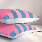 Joyful Flower and Stripes Floral Pink Blue Yellow Pillow Sham Gallery Image 3