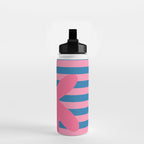 Joyful Flower and Stripes Floral Pink Blue Yellow Water Bottle Gallery Image 2