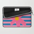 Joyful Flower and Stripes Floral Pink Blue Yellow Laptop Sleeve Gallery Image 2
