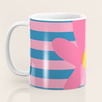 Joyful Flower and Stripes Floral Pink Blue Yellow Coffee Mug Gallery Image 3