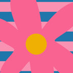 Joyful Flower and Stripes Floral Pink Blue Yellow Coffee Mug Gallery Image 2