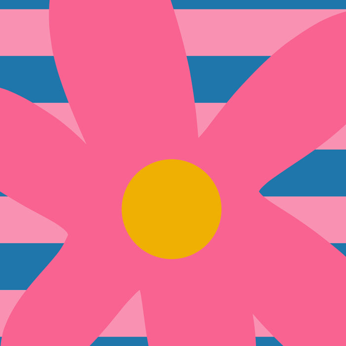 Joyful Flower and Stripes Floral Pink Blue Yellow Coffee Mug Gallery Image 2