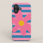 Joyful Flower and Stripes Floral Pink Blue Yellow iPhone Case Gallery Image 1