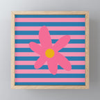 Joyful Flower and Stripes Floral Pink Blue Yellow Mini Art Print Gallery Image 1