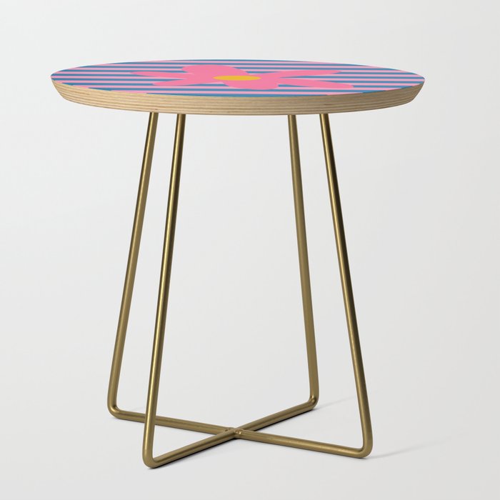 Joyful Flower and Stripes Floral Pink Blue Yellow Side Table Gallery Image 1