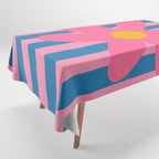 Joyful Flower and Stripes Floral Pink Blue Yellow Tablecloth Gallery Image 1