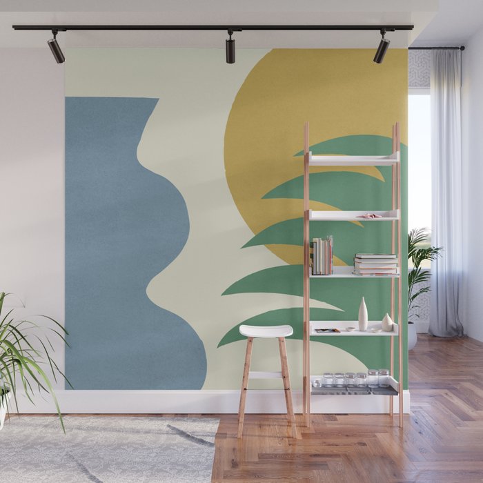 Mediterranean Abstract - Blue Green Wall Mural Gallery Image 1