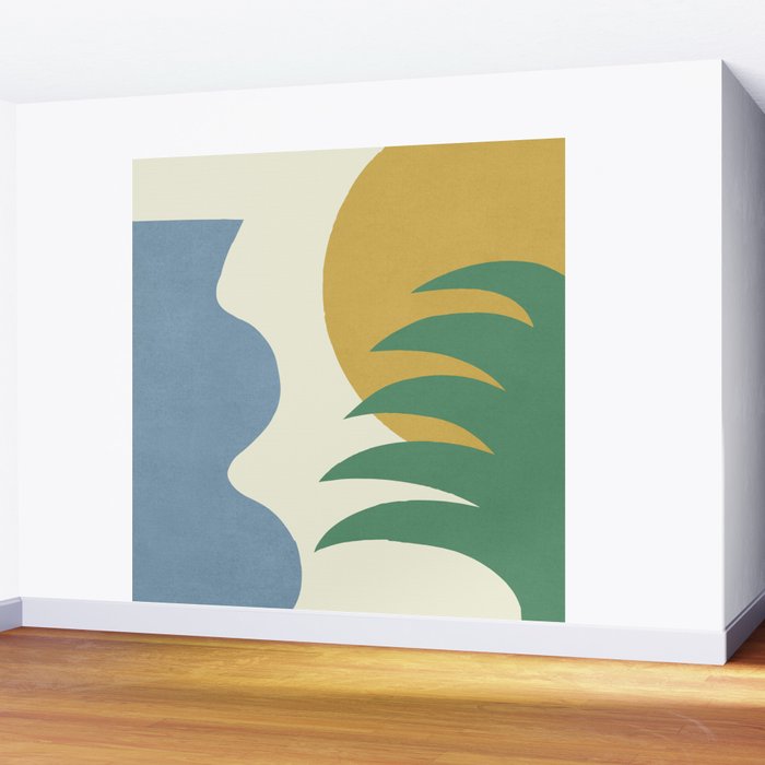 Mediterranean Abstract - Blue Green Wall Mural Gallery Image 2