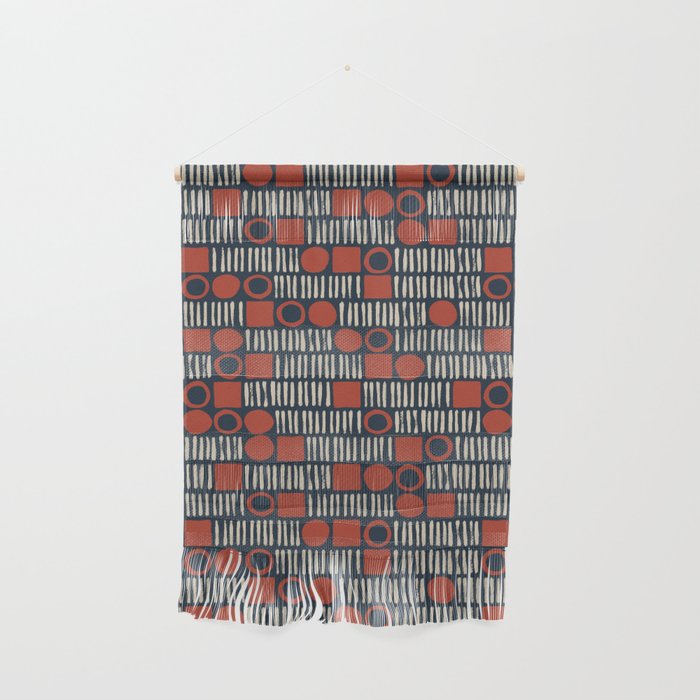 Red & Blue Hand-drawn Pattern #2 Wall Hanging Gallery Image 1
