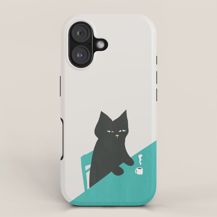 Cat drinking coffee iPhone Case Gallery Image 1