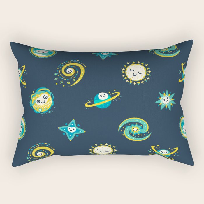 Pastel space pattern - dark Rectangular Pillow Gallery Image 1
