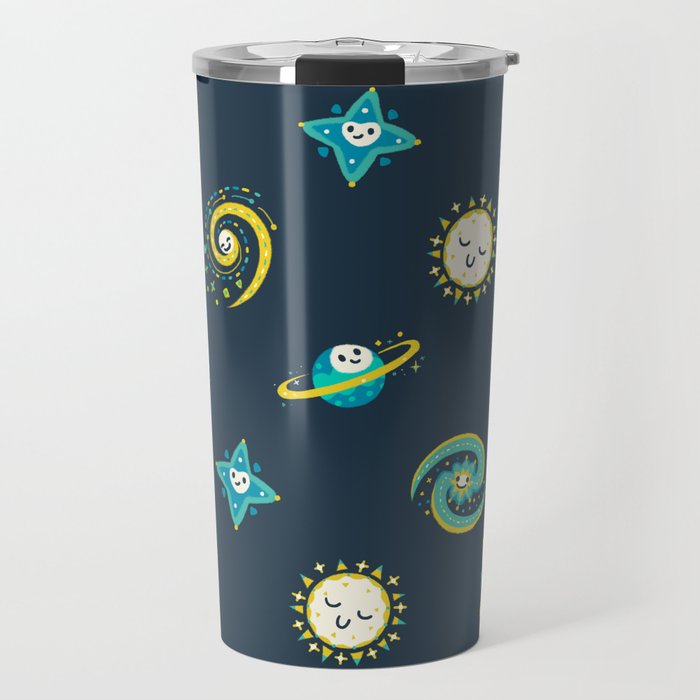 Pastel space pattern - dark Travel Mug Gallery Image 1