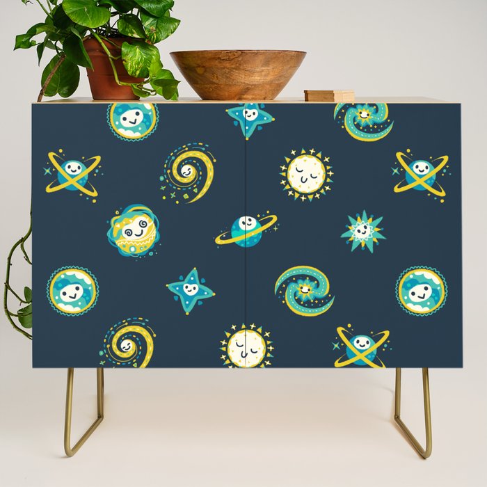 Pastel space pattern - dark Credenza Gallery Image 1