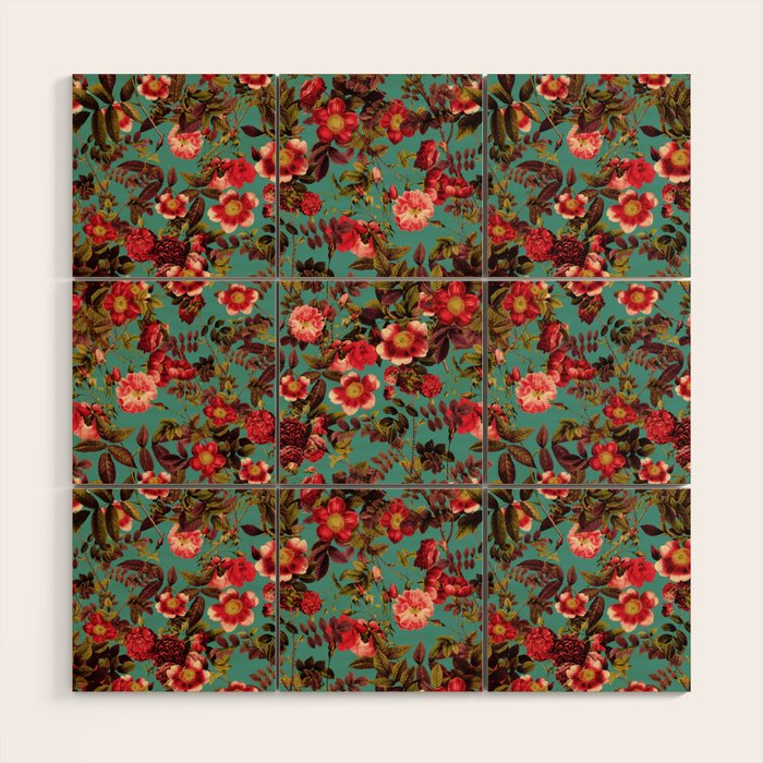Spring Summer Floral Pattern Wood Wall Art Gallery Image 1