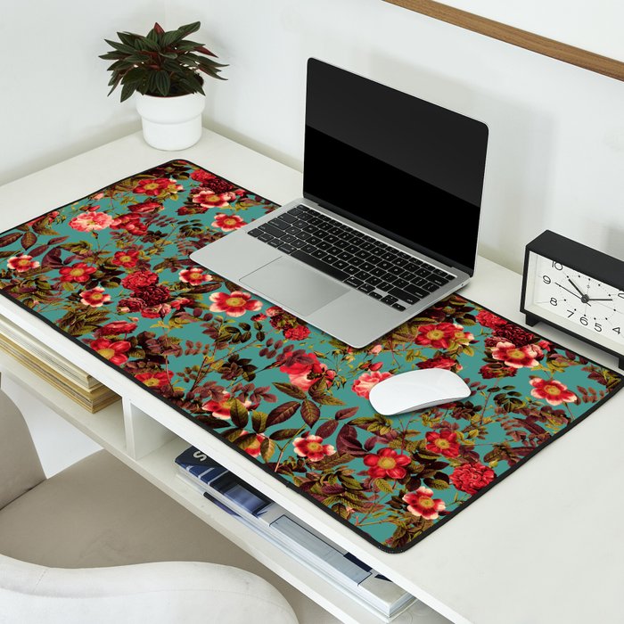 Spring Summer Floral Pattern Desk Mat Gallery Image 2