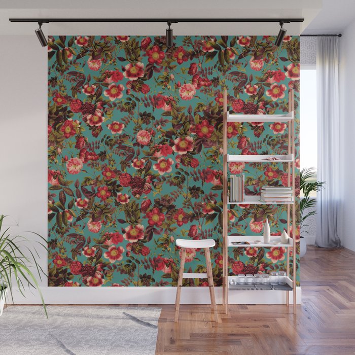 Spring Summer Floral Pattern Wall Mural Gallery Image 1