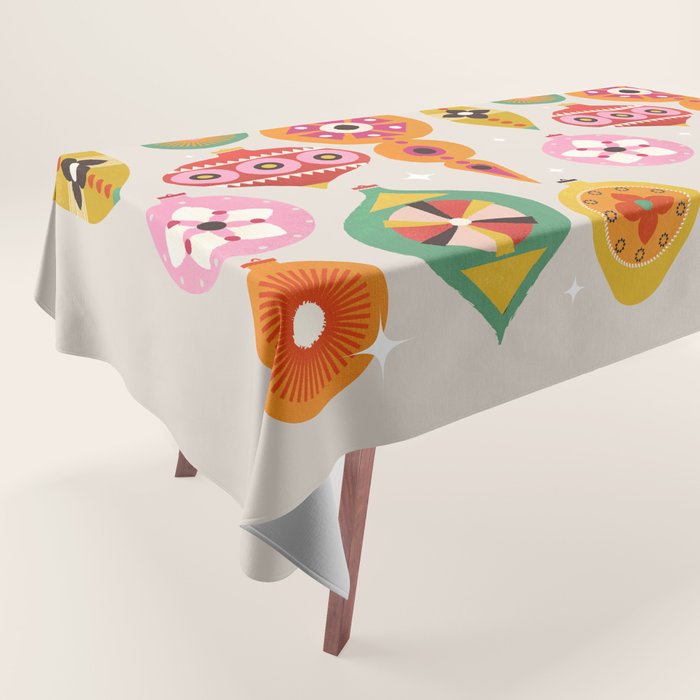 Christmas Tree Retro Ornaments Tablecloth Gallery Image 1