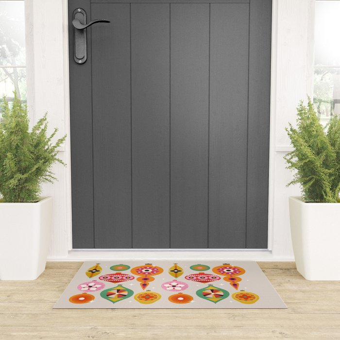 Christmas Tree Retro Ornaments Welcome Mat Gallery Image 3