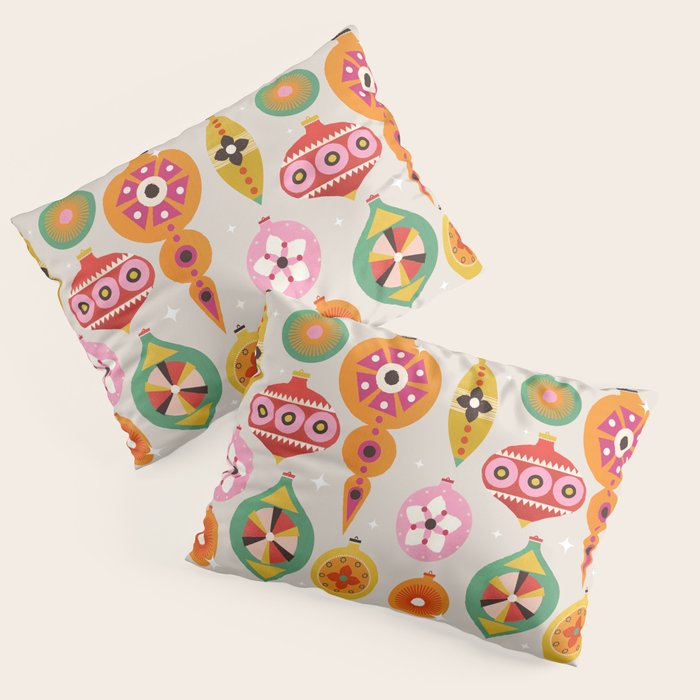 Christmas Tree Retro Ornaments Pillow Sham Gallery Image 1