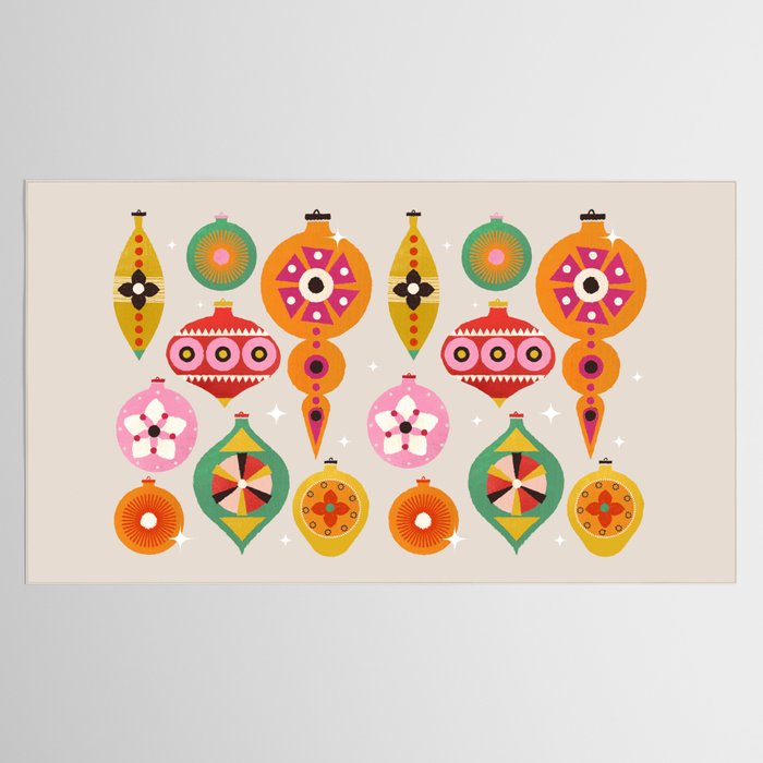 Christmas Tree Retro Ornaments Tablecloth Gallery Image 2